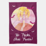 No Tricks Just Treats Spooky Castle Halloween Kitchen Towel