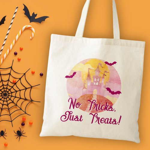 No Tricks Just Treats Spooky Castle Halloween Tote Bag
