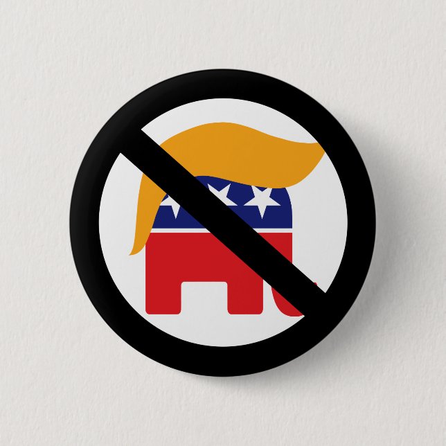 No Trump Anti GOP Republican Elephant Hair Button (Front)