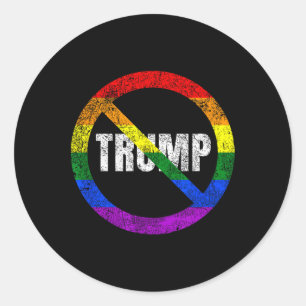 No Trump Anti Trump Rainbow Flag Gay Pride  Classic Round Sticker
