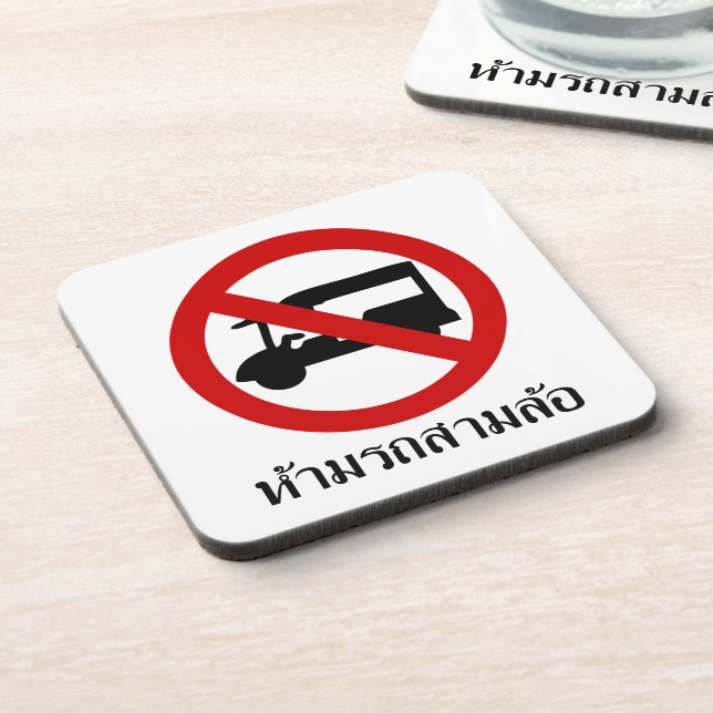 NO Tuk-Tuk TAXI ⚠ Thai Road Sign ⚠ Coaster (Left Side)