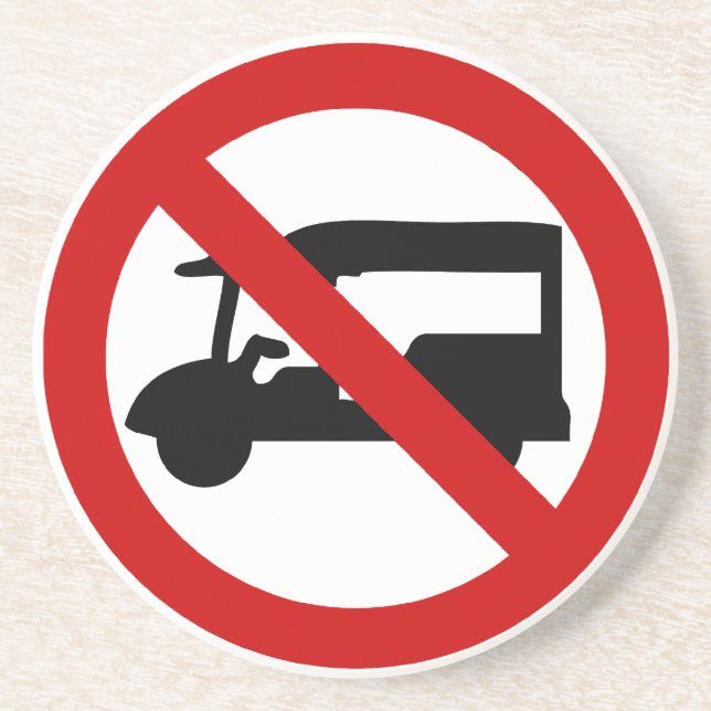 NO Tuk-Tuk TAXI ⚠ Thai Road Sign ⚠ Sandstone Coaster (Front)