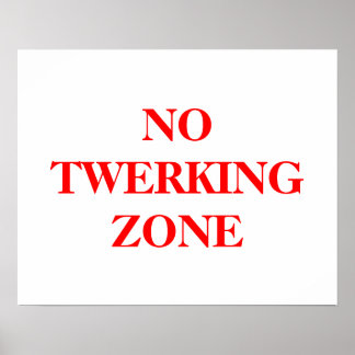 No Twerking Zone poster in bold network letters