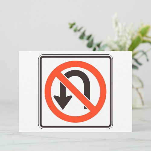 No U Turn Sign Invitations