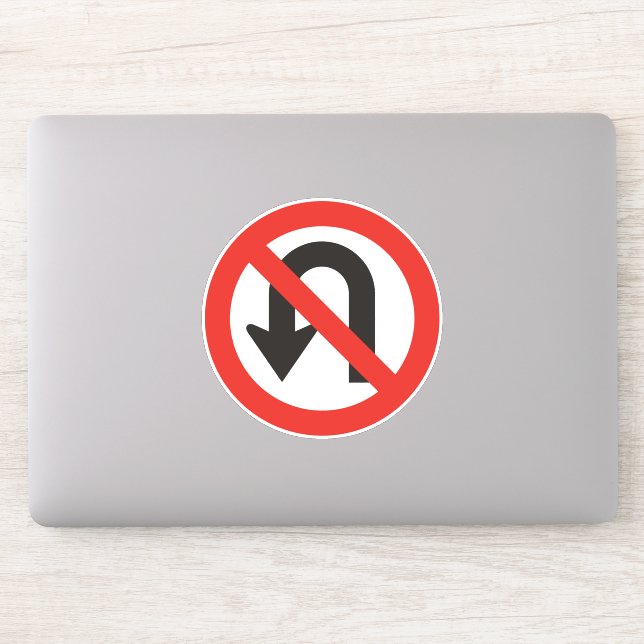 No U-Turn Sign Sticker (Computer)