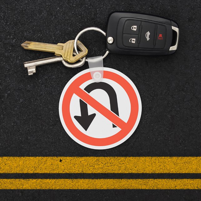 No U-Turn Sign Traffic Safety Road Symbol Keychain (Creator Uploaded)
