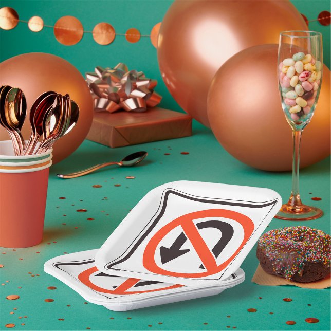 No U-Turn Sign Traffic Safety Road Symbol Paper Plates (Creator Uploaded)
