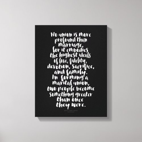 No Union is More Profound Love Marriage Quote Canvas Print