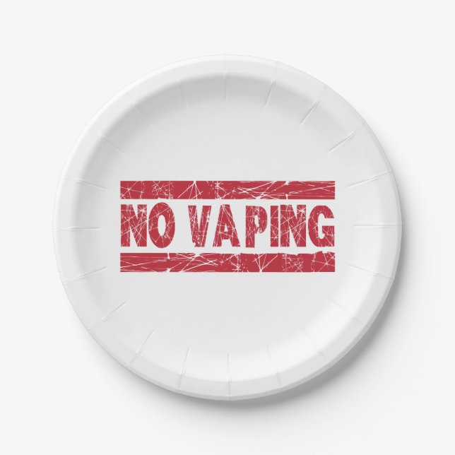 No Vaping Red Ink Stamp Paper Plates (Front)