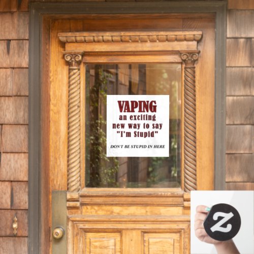 No Vaping Sign Window Cling