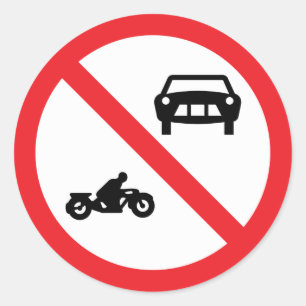 No Vehicles Road Sign Classic Round Sticker