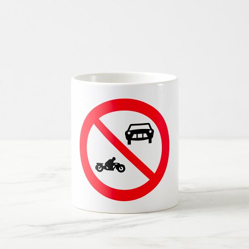 No Vehicles Road Sign Coffee Mug