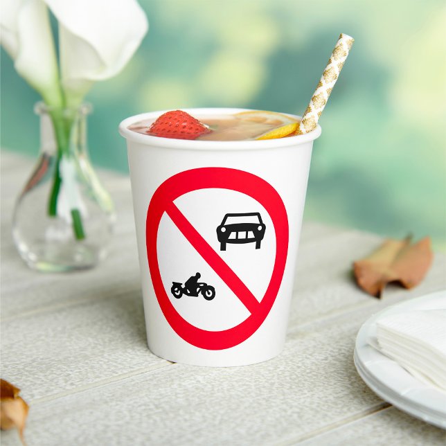 No Vehicles Road Sign Paper Cups (Creator Uploaded)