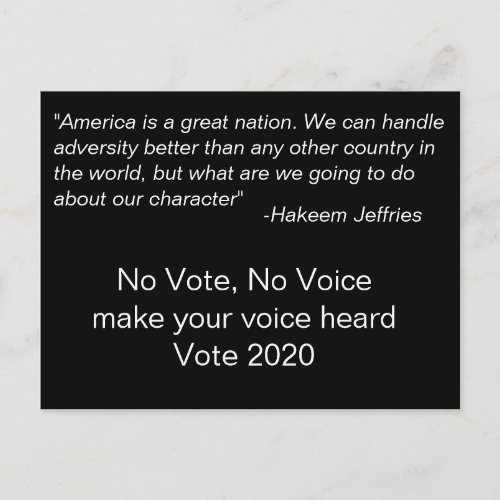 No Vote No Voice Hakeem Jeffries Quote Postcard