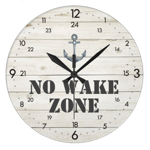 No Wake Zone Nautical Clock Anchor + 24-Hour Time