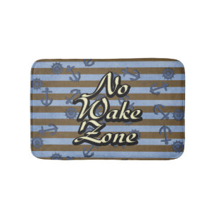 No Wake Zone Nautical Ship Anchors And Wheels Bathroom Mat