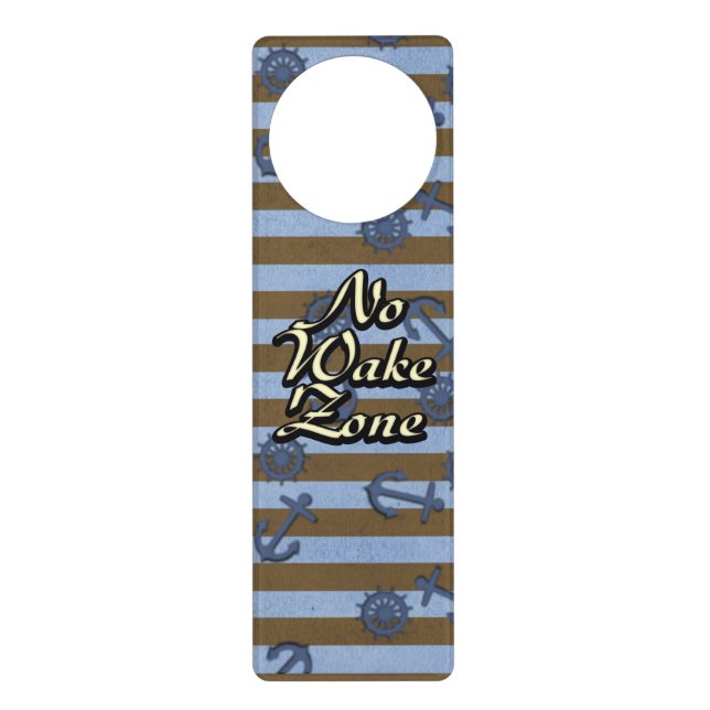 No Wake Zone Nautical Ship Anchors And Wheels Door Hanger (Front)