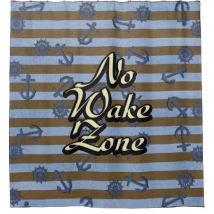 No Wake Zone Nautical Ship Anchors And Wheels Shower Curtain