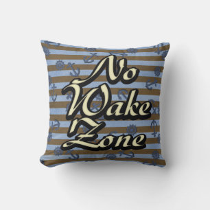 No Wake Zone Nautical Ship Anchors And Wheels Throw Pillow