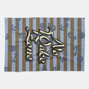 No Wake Zone Nautical Ship Anchors And Wheels Towel