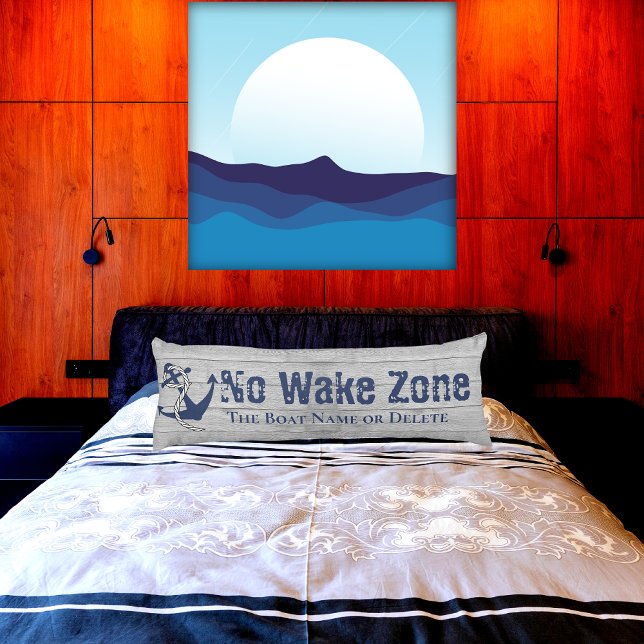 No Wake Zone Navy Anchor Rope Nautical Body Pillow (Creator Uploaded)