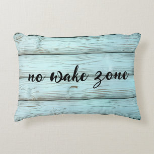 No Wake Zone On Retro Rustic Wood Accent Pillow