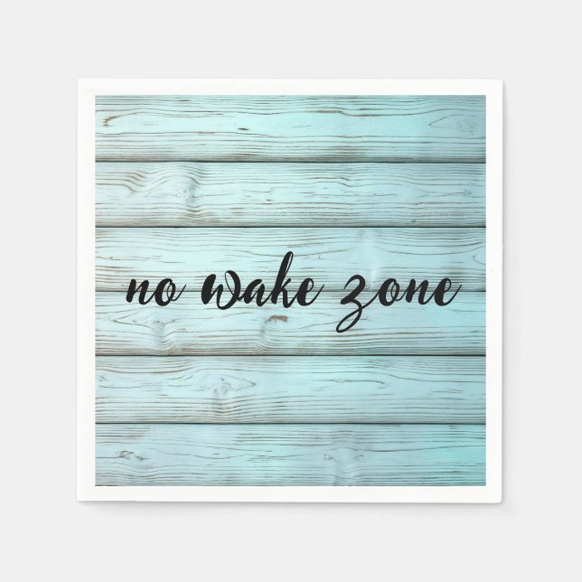 No Wake Zone On Retro Rustic Wood Napkins (Front)