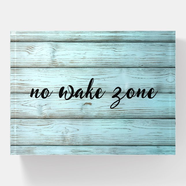 No Wake Zone On Retro Rustic Wood Paperweight (Front)