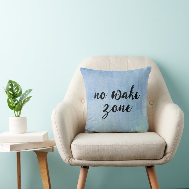 No Wake Zone On Watercolor Abstract Throw Pillow (Chair)