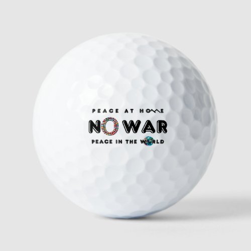No War Peace At Home Peace in The World Elegant Golf Balls
