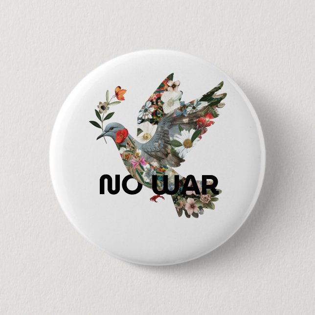 No War Peace Dove Pacifist Bold Statement Button (Front)