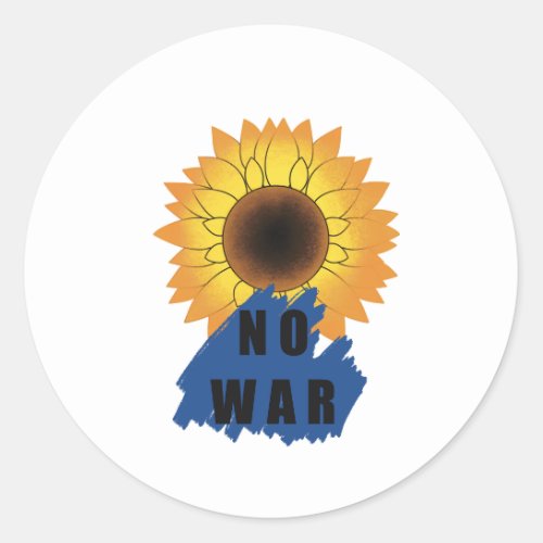 NO WAR STOP Sunflower  Classic Round Sticker