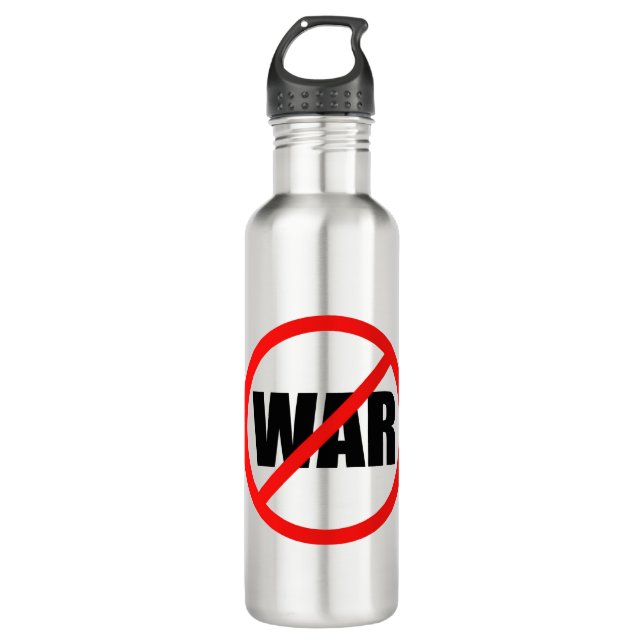 No War Symbol Stainless Steel Water Bottle (Front)