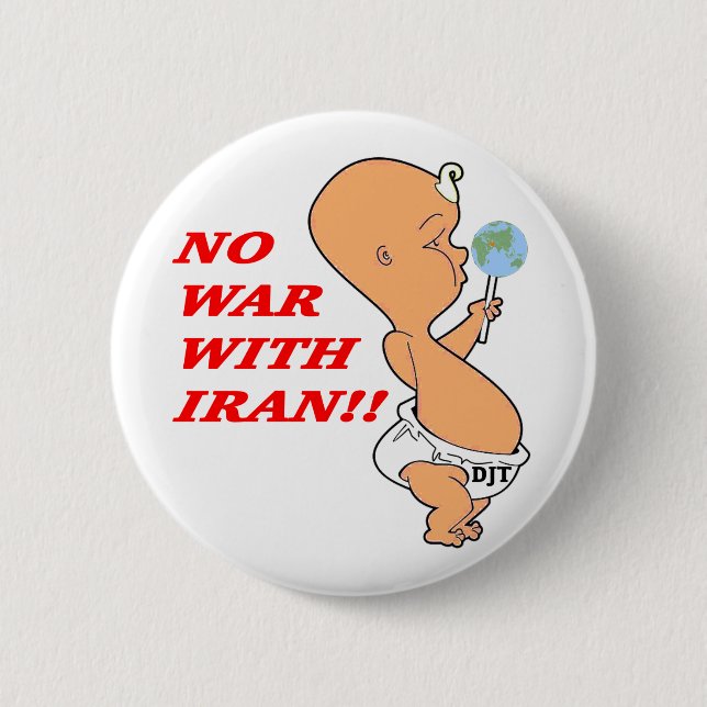 No War w/Iran baby trump Button (Front)
