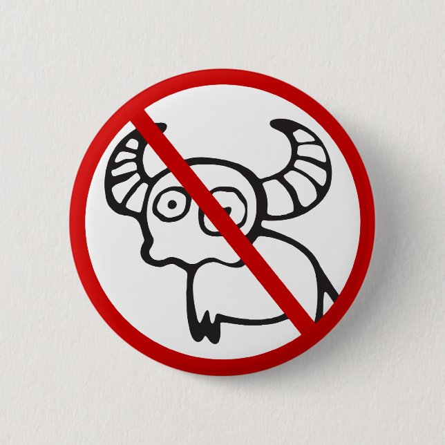 NO Water Buffalo ⚠ Funny Asian Thai Sign ⚠ Button (Front)