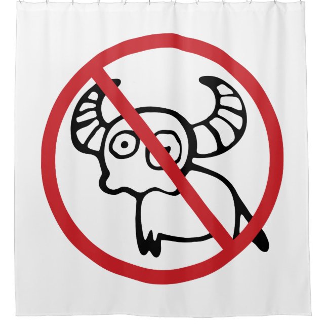NO Water Buffalo ⚠ Funny Asian Thai Sign ⚠ Shower Curtain (Front)