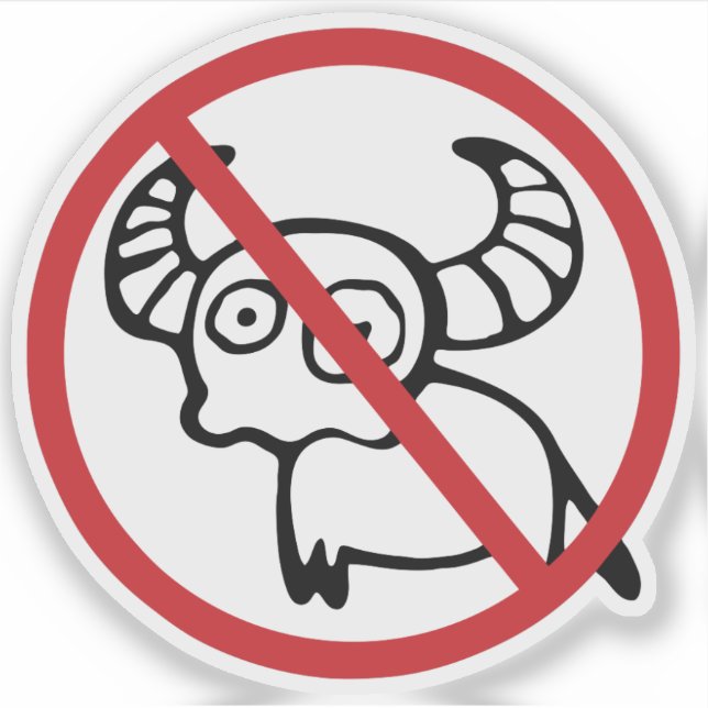 NO Water Buffalo ⚠ Funny Asian Thai Sign ⚠ Sticker (Front)