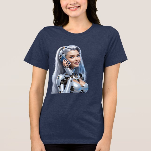 No, We Haven't Talked Yet" – Futuristic Female Rob Tri-Blend Shirt (Front)