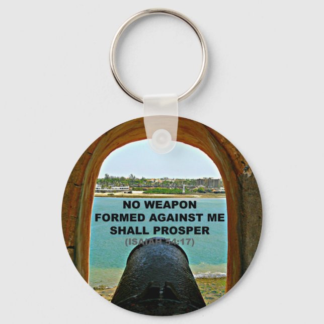 no weapon formed against me keychain (Front)