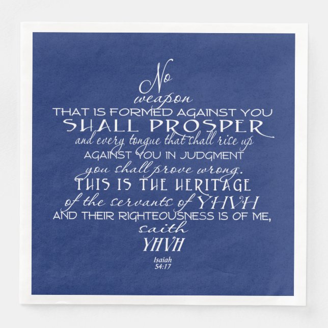 No Weapon Star of David Blue Paper Dinner Napkins (Front)