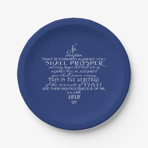 No Weapon Star of David Blue Paper Plates