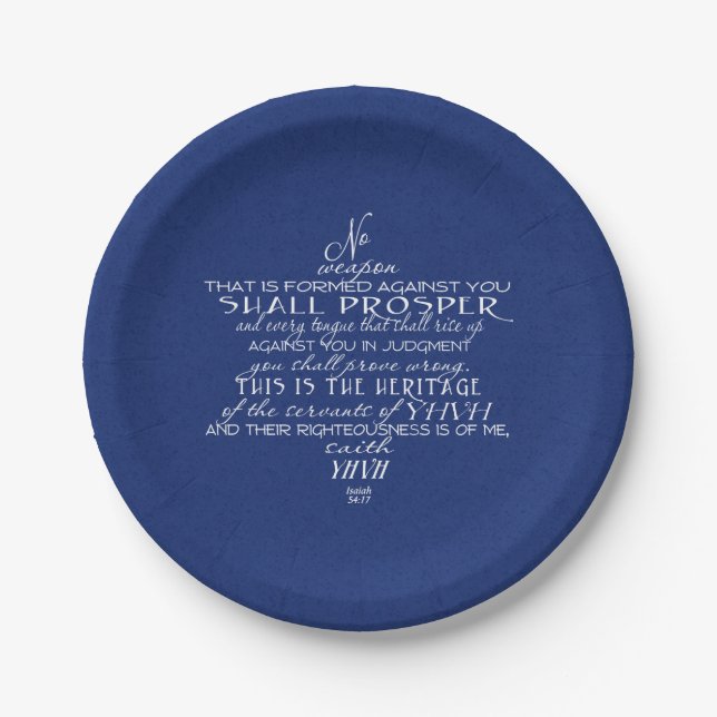 No Weapon Star of David Blue Paper Plates (Front)