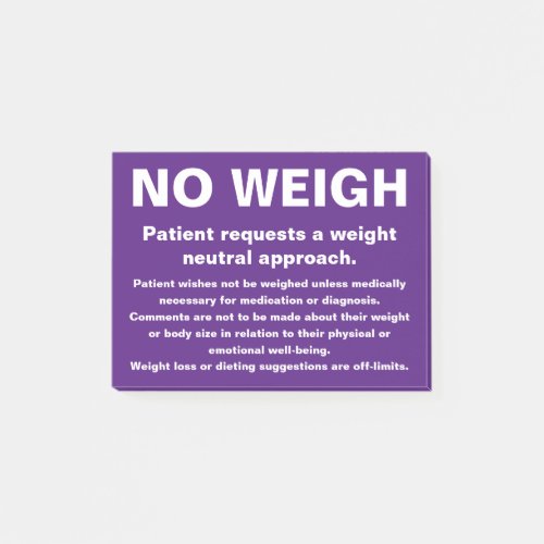 No Weigh Note