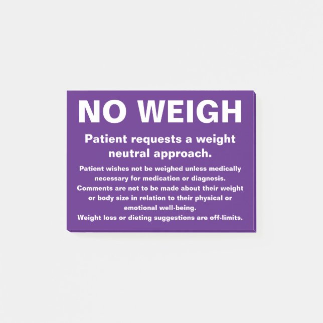No Weigh Note (Front)