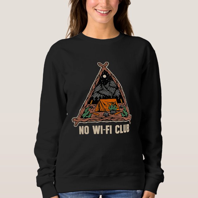 No Wifi Club Wildlife Mountain Outdoor Summit Hiki Sweatshirt (Front)