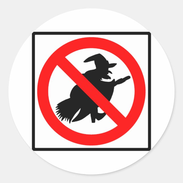 No Witches Highway Sign Classic Round Sticker (Front)