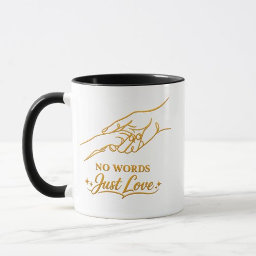 No Words Just Love Minimalist Gold Typography Roma Mug