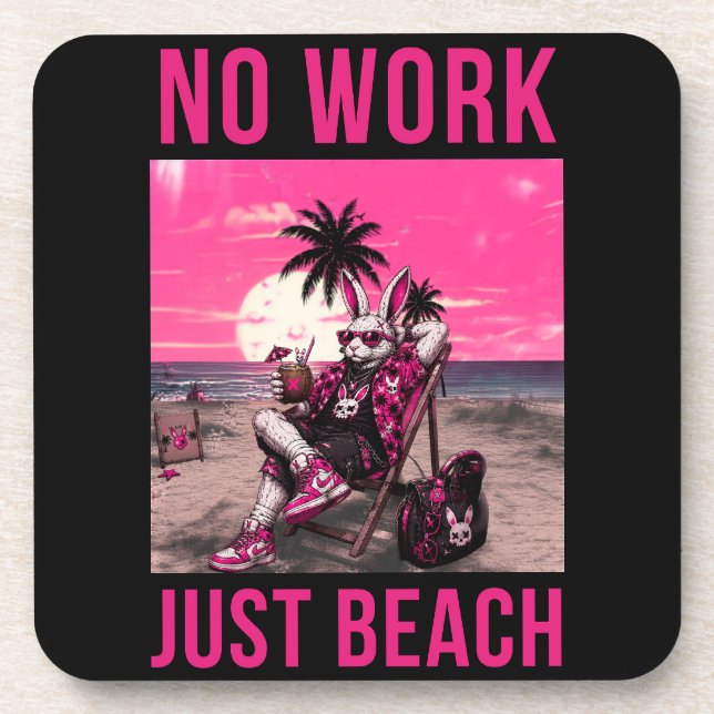 No Work Just Beach Beverage Coaster (Front)