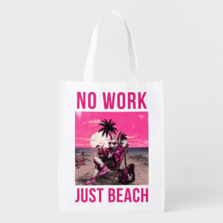 No Work Just Beach Grocery Bag