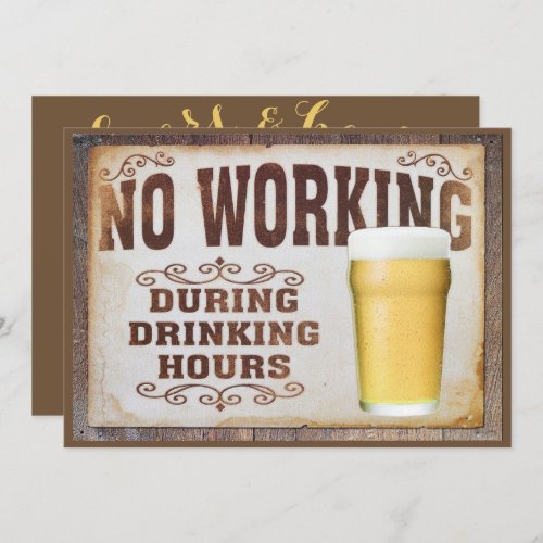 No Working Mens Double Sided Birthday Invitation